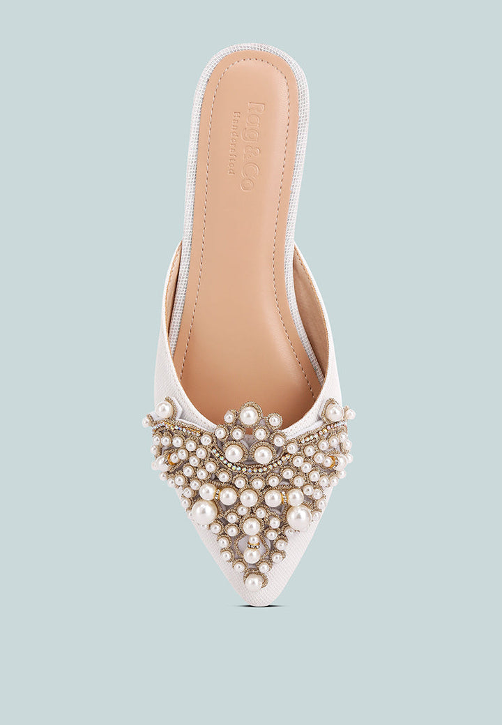 astre pearl embellished shimmer mules#color_white