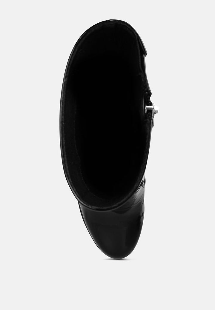 bander patent pu high heel platform ankle boots by ruw#color_black