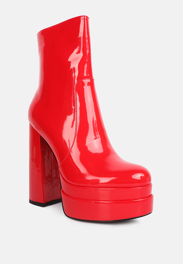 bander patent pu high heel platform ankle boots by ruw#color_red