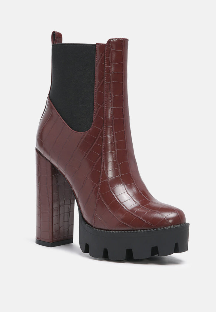 beatriz croc print block heel ankle boots by ruw#color_dark-brown