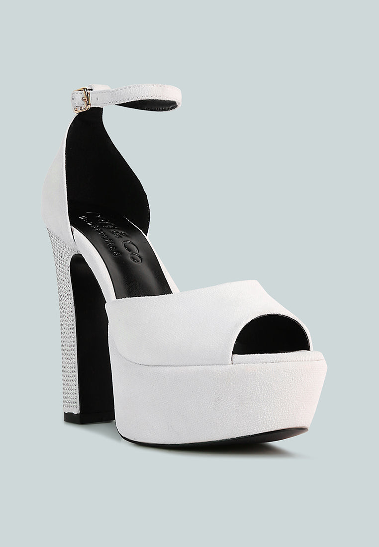 beaty high block heeled diamante stud sandals by ruw#color_white