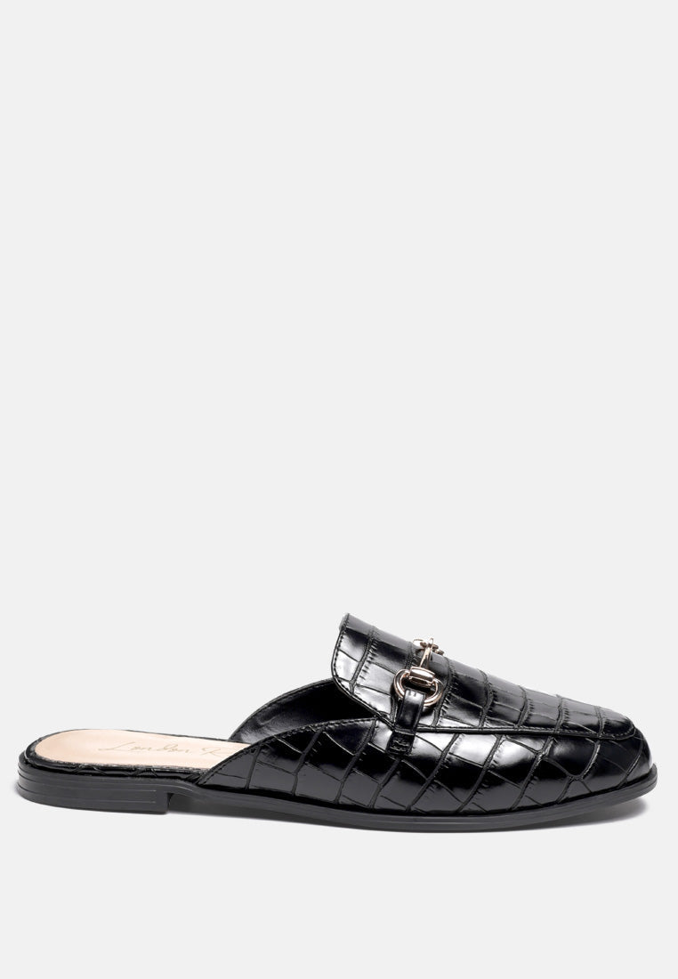 begonia buckled faux leather croc mules by ruw#color_black