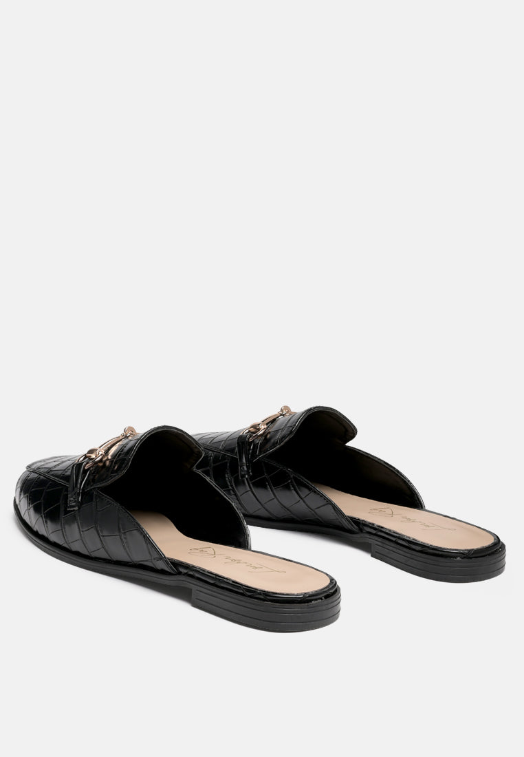 begonia buckled faux leather croc mules by ruw#color_black