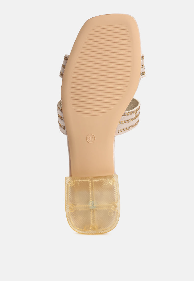 big money low stack heel embellished sandals by ruw#color_beige