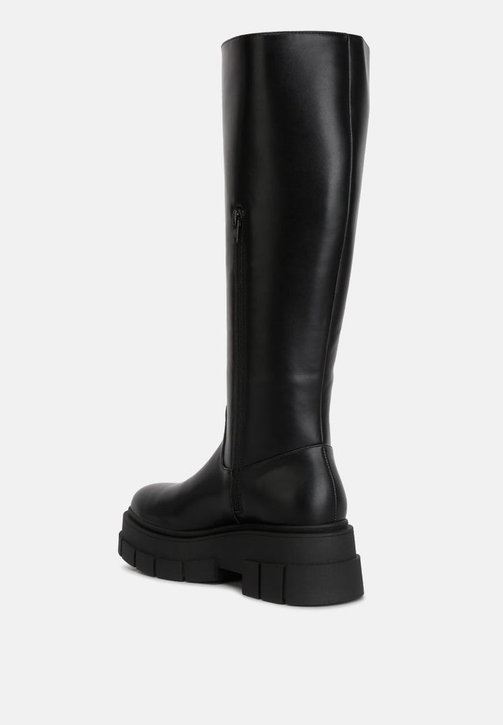 blume faux leather chunky platform knee length boots by ruw#color_black