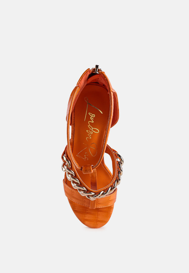 bonita metal chain zip up sandals by ruw#color_orange