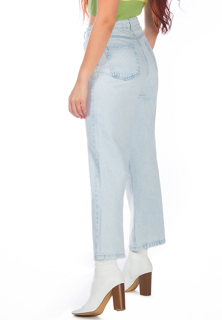 boot cut ripped washed denim pants#color_light-blue