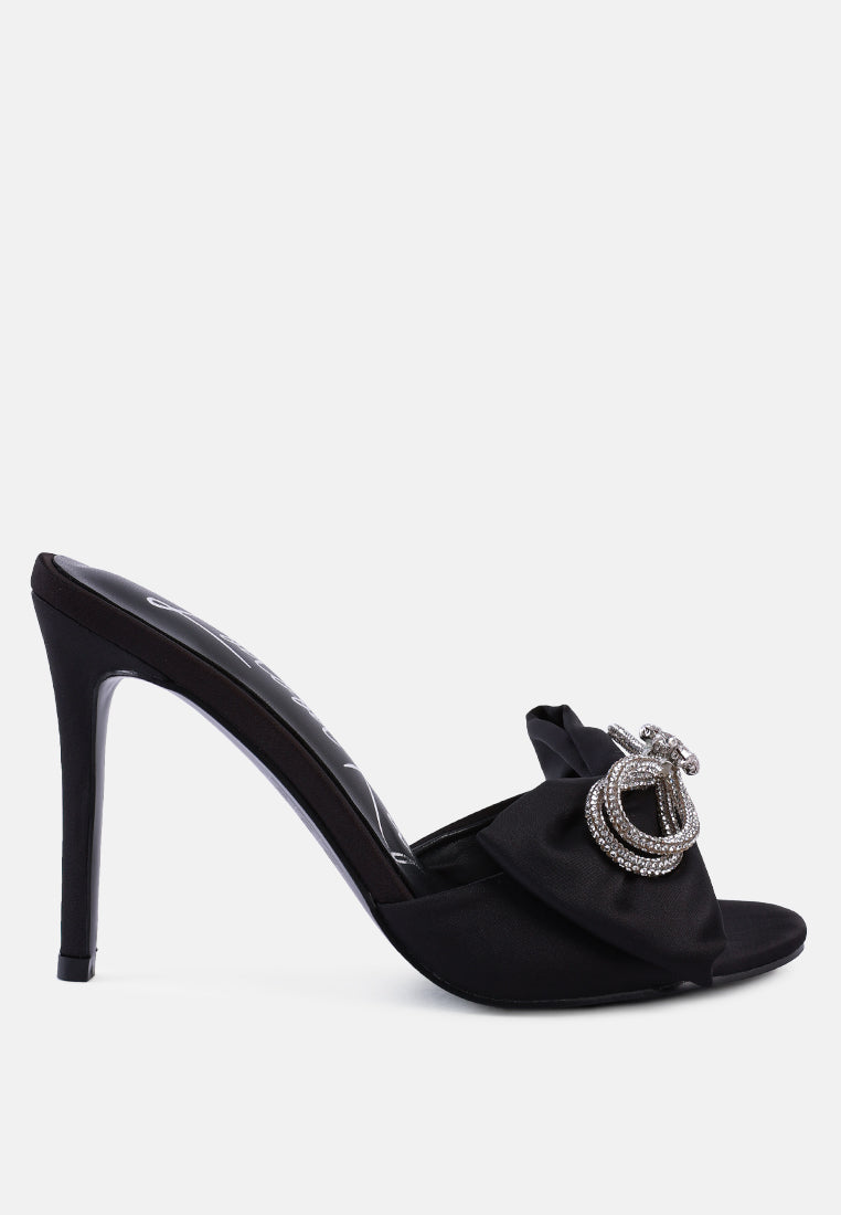 brag in rhinestone embellished bow satin heels by ruw#color_black