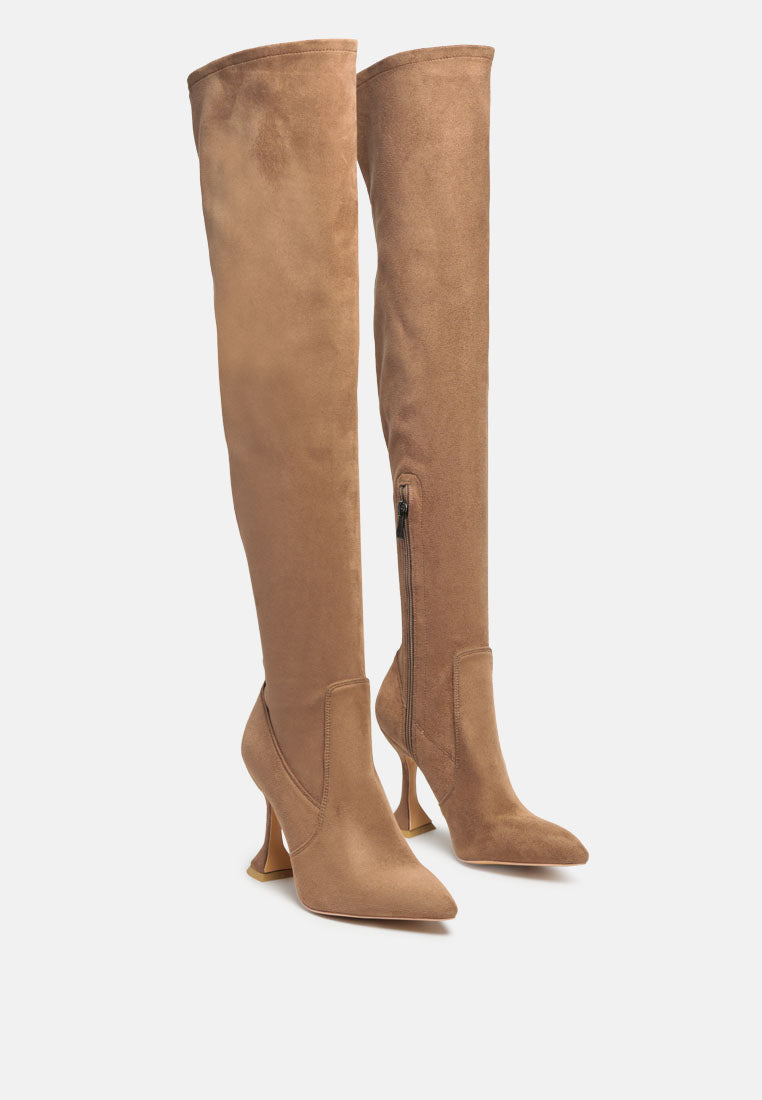 brandy faux suede over the knee high heeled boots by ruw#color_brown