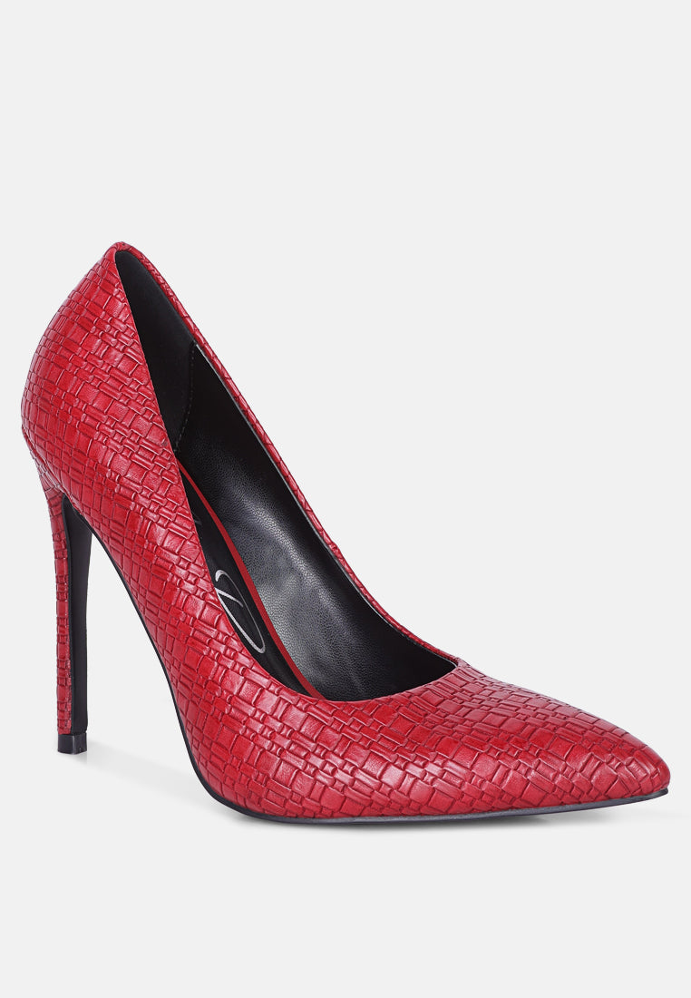 brinkles weave pattern high heel pumps by ruw#color_red