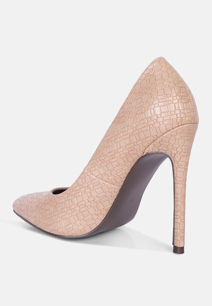 brinkles weave pattern high heel pumps by ruw#color_beige