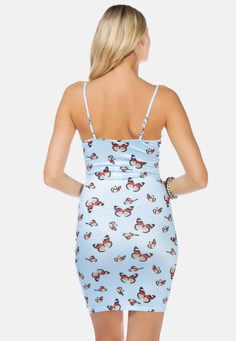 butterfly print spaghetti evening slip dress by ruw#color_blue