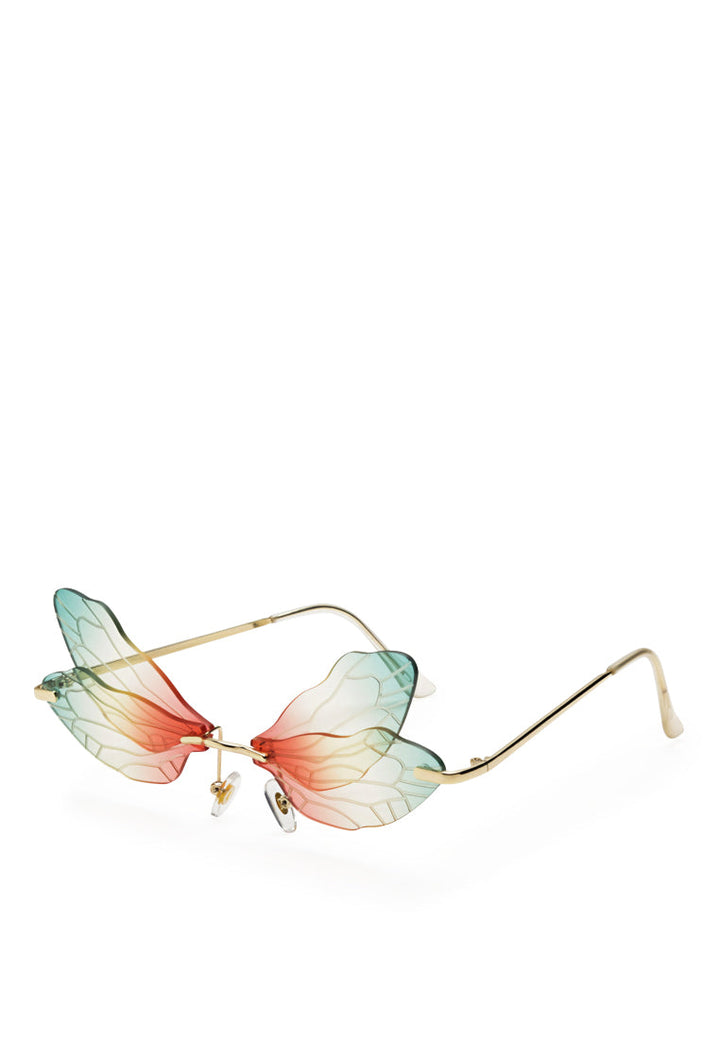 butterfly wings rimless sunglasses#color_red-yellow-green