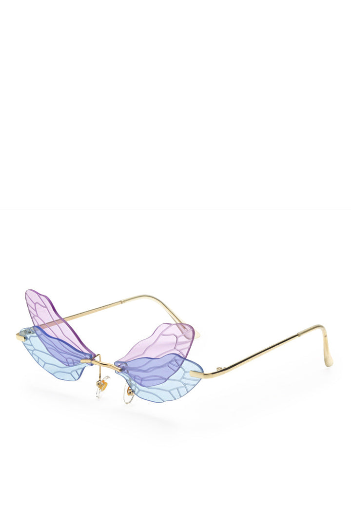 butterfly wings rimless sunglasses#color_blue-purple