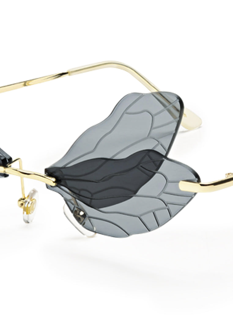 butterfly wings rimless sunglasses#color_grey
