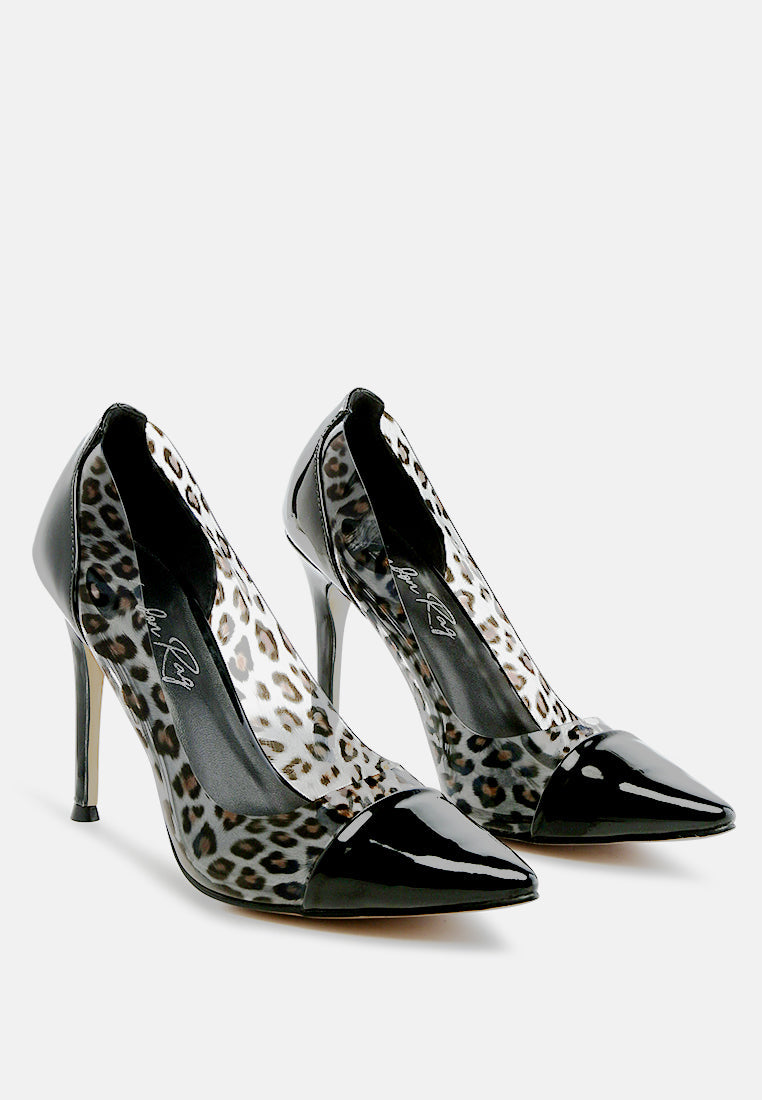 candace clear patent faux leather detail pumps by ruw#color_black