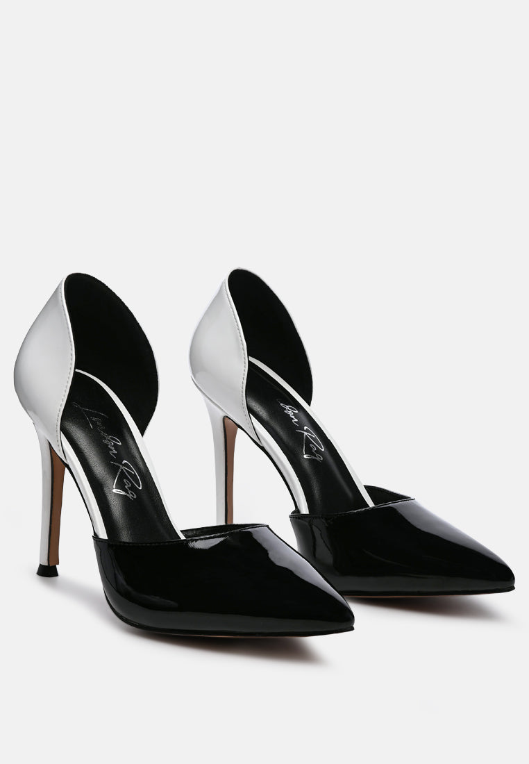candy cane patent faux leather high heel pumps by ruw#color_white-black