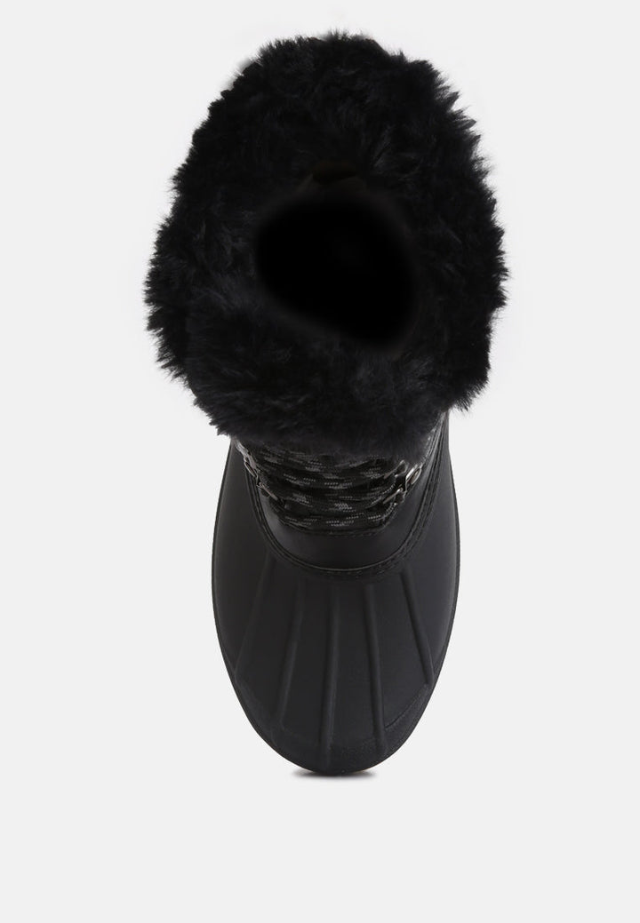 capucine fur collar contrasting lug sole boots by ruw#color_black