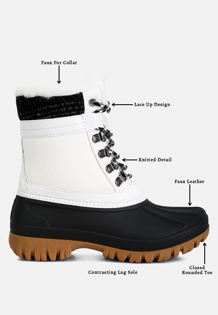 capucine fur collar contrasting lug sole boots by ruw#color_white