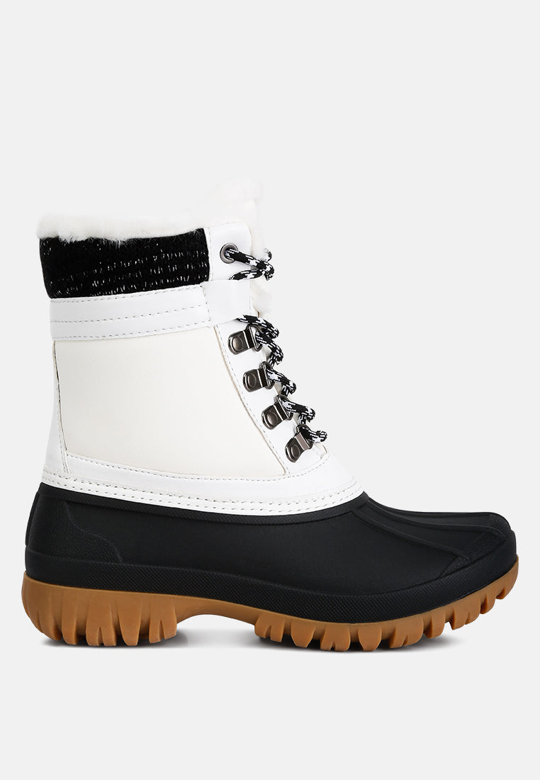 capucine fur collar contrasting lug sole boots by ruw#color_white