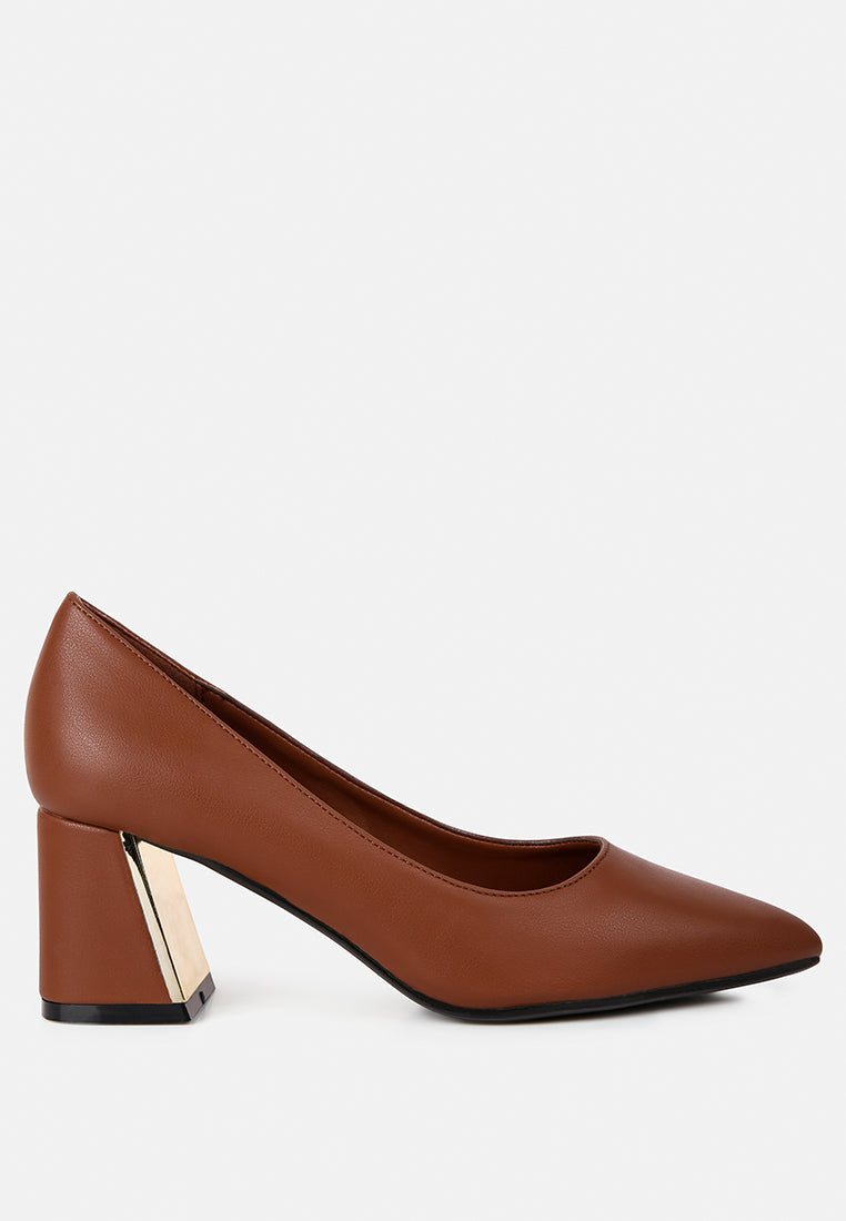 casey metallic detail block heel pumps by ruw#color_brown