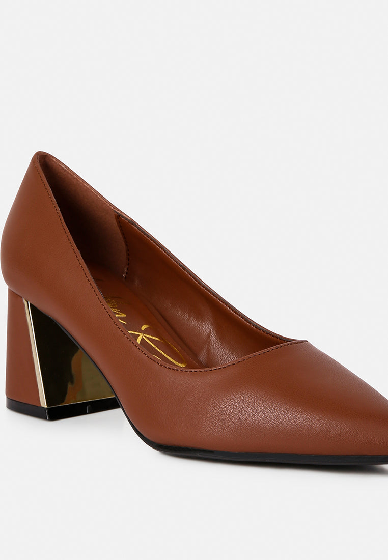 casey metallic detail block heel pumps by ruw#color_brown
