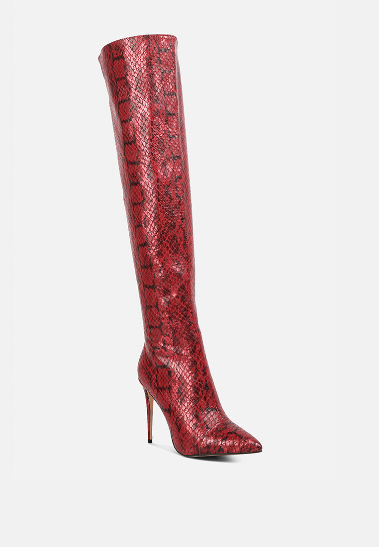 Buy Catalina Snake Print Stiletto Knee Boots Women Long Boots