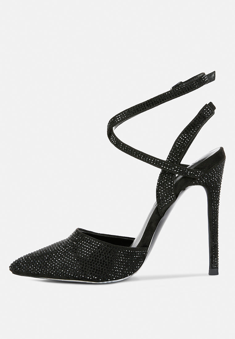 charmer diamante studded high heeled sandal by ruw#color_black