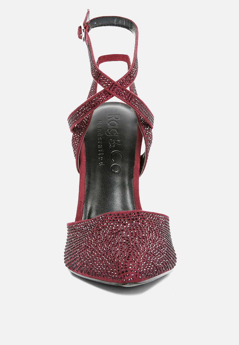 charmer diamante studded high heeled sandal#color_burgundy