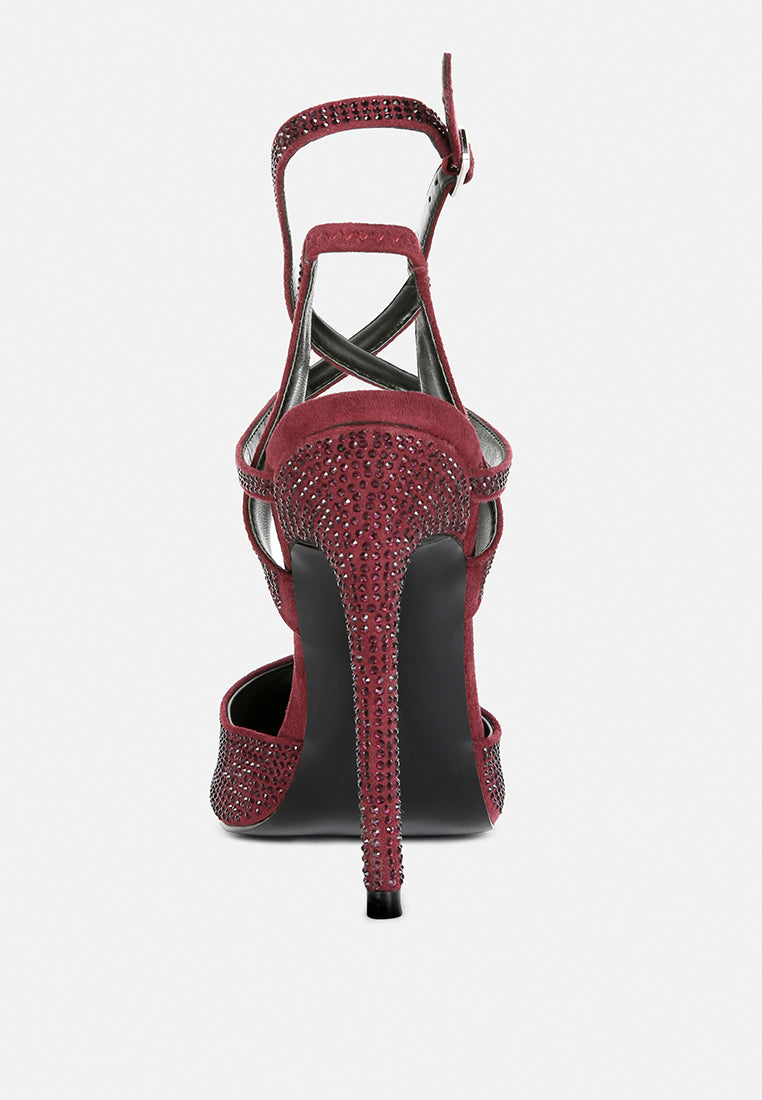 charmer diamante studded high heeled sandal by ruw#color_burgundy