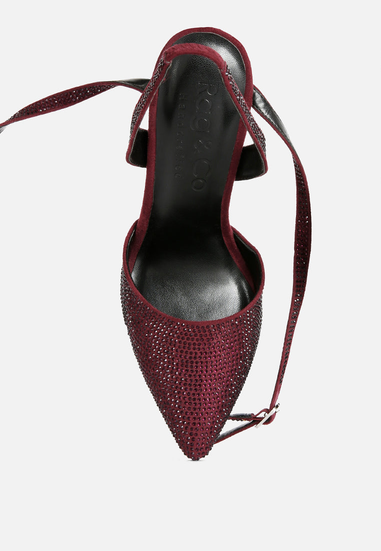 charmer diamante studded high heeled sandal by ruw#color_burgundy