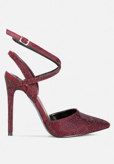 charmer diamante studded high heeled sandal#color_burgundy
