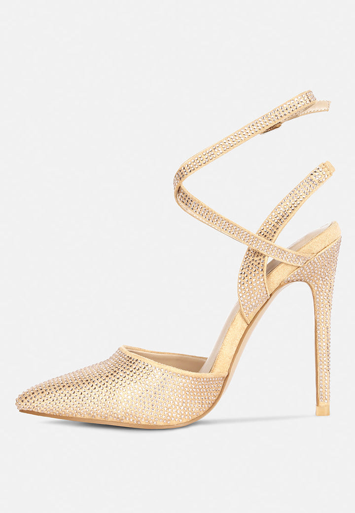 charmer diamante studded high heeled sandal by ruw#color_champagne