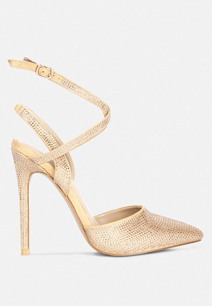 charmer diamante studded high heeled sandal by ruw#color_champagne