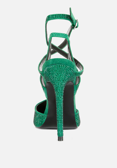 charmer diamante studded high heeled sandal#color_green