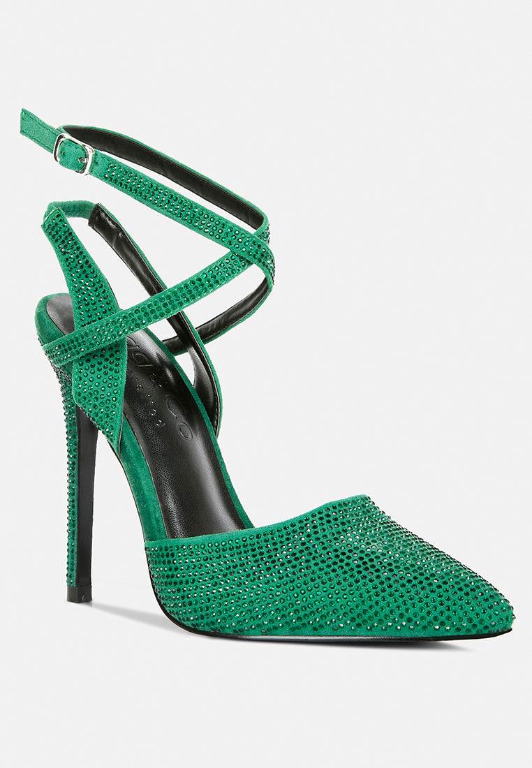 charmer diamante studded high heeled sandal#color_green