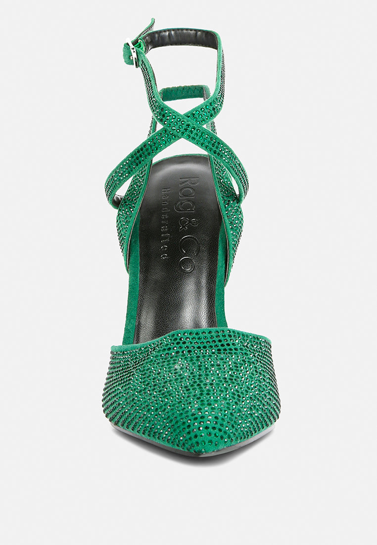 charmer diamante studded high heeled sandal by ruw#color_green