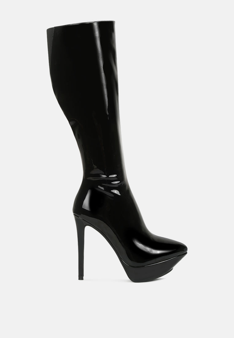 chatton patent stiletto high heeled calf boots by ruw#color_black