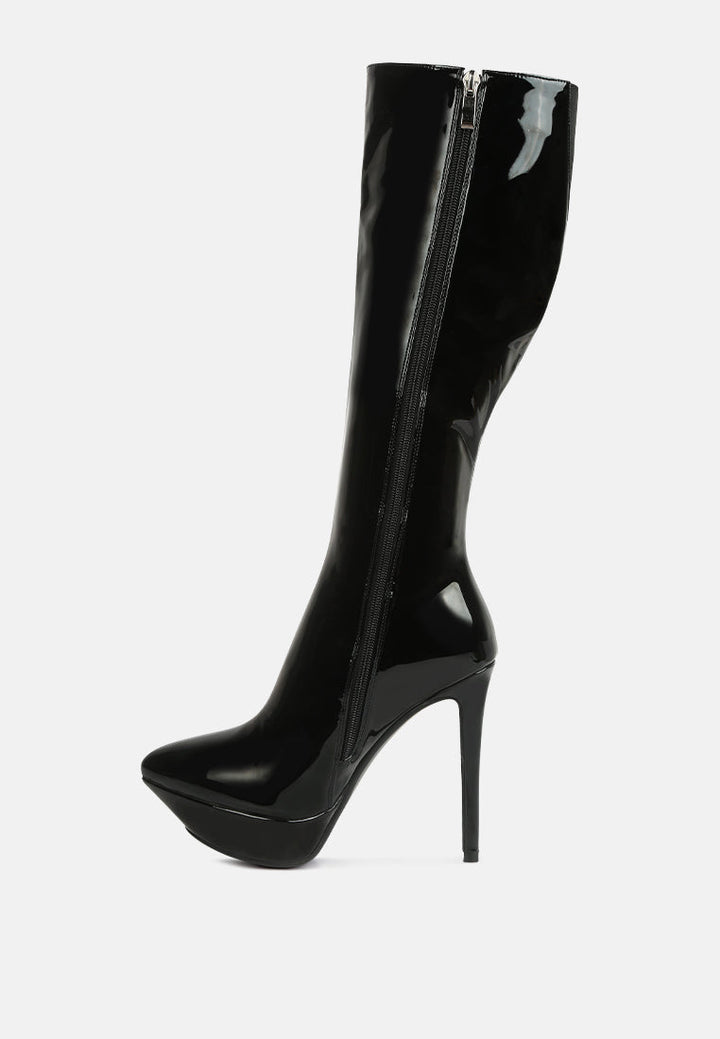 chatton patent stiletto high heeled calf boots by ruw#color_black