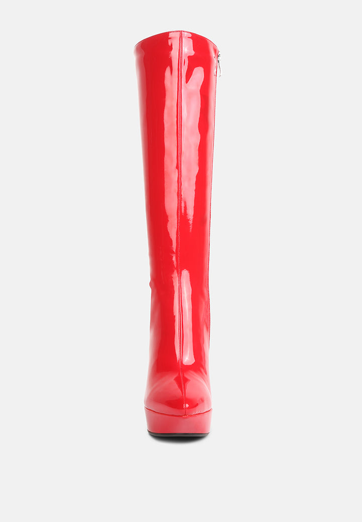 chatton patent stiletto high heeled calf boots#color_red