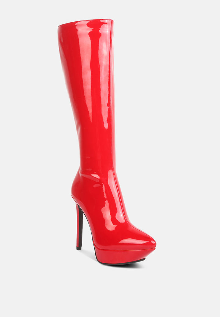 chatton patent stiletto high heeled calf boots by ruw#color_red