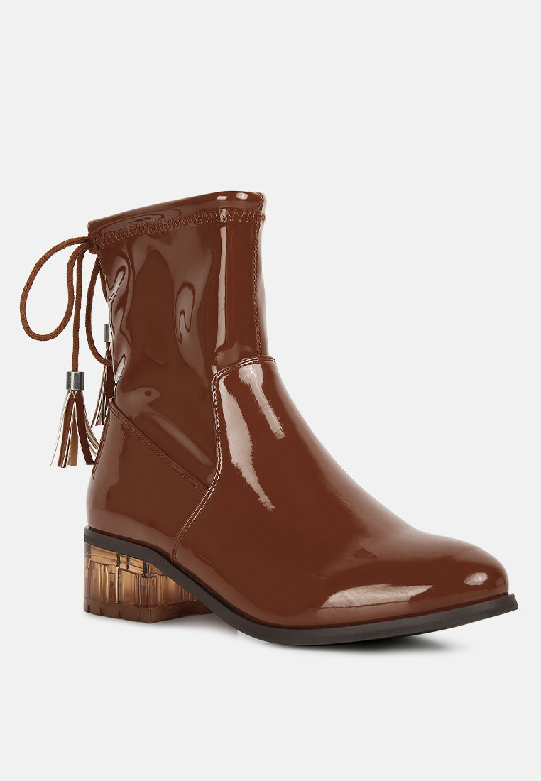 cheer leader tassels detail ankle boots by ruw#color_tan