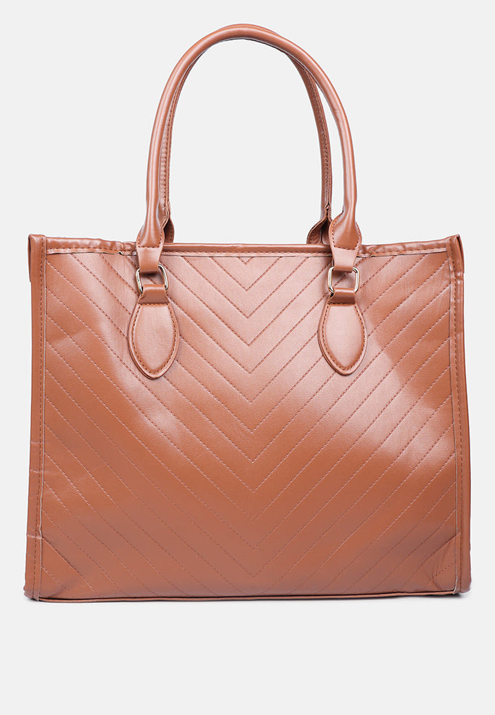 chevron pattern tote bag by ruw#color_brown