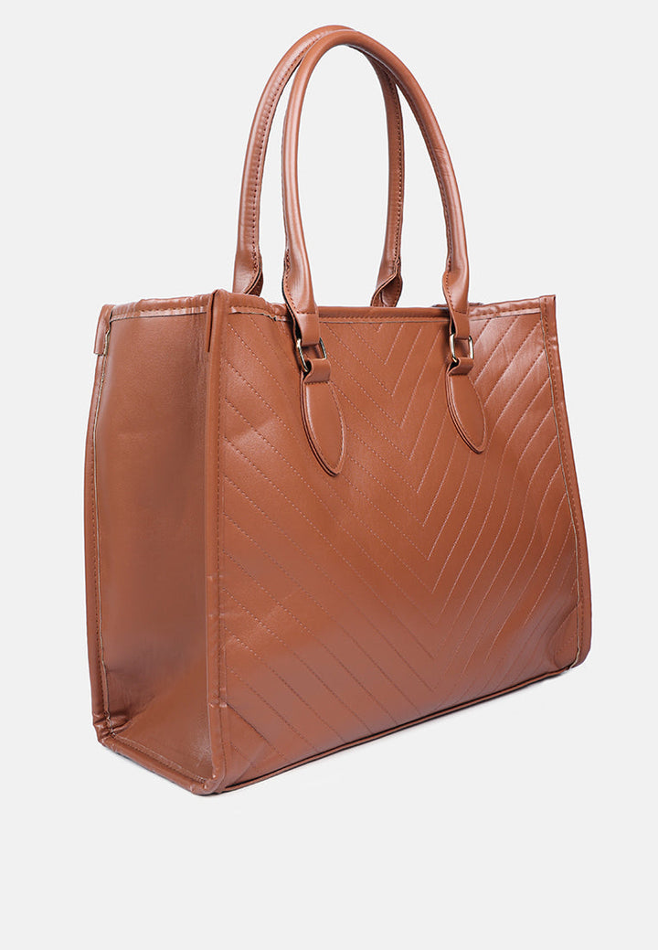 chevron pattern tote bag by ruw#color_brown