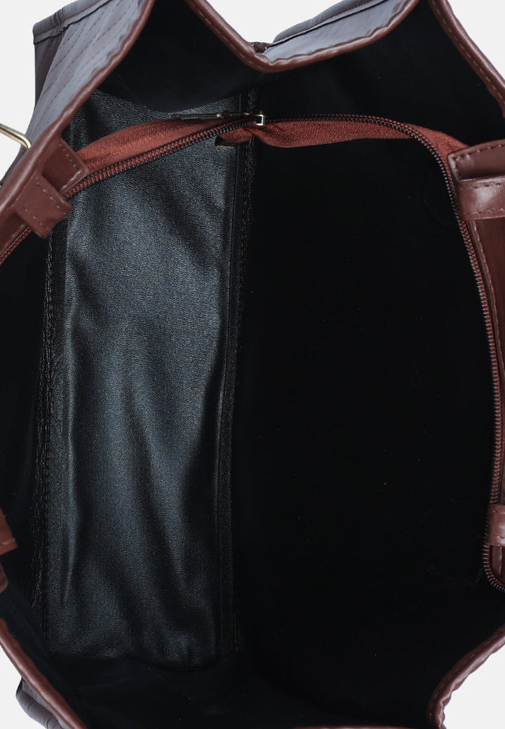 chevron pattern tote bag by ruw#color_dark-brown