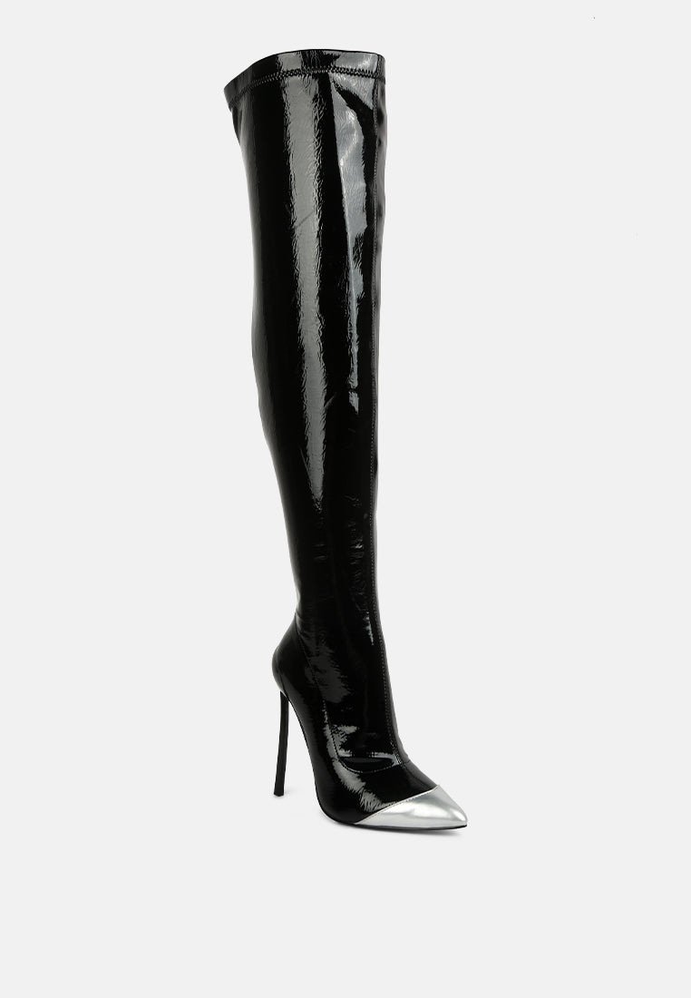 chimes high heel patent long boots by ruw#color_black