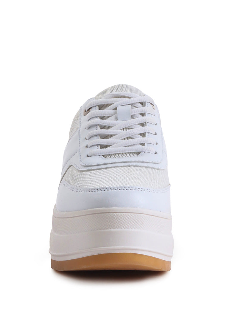 rina active chunky sole mesh sneakers#color_white