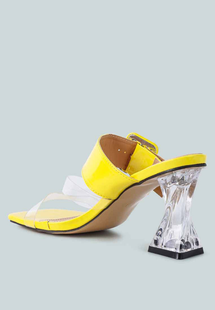city girl buckle detail clear spool heel sandals by ruw#color_yellow