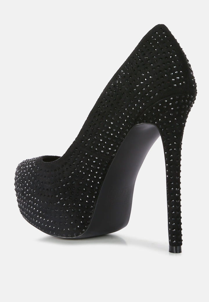 clarisse diamante faux suede high heeled pumps by ruw#color_black