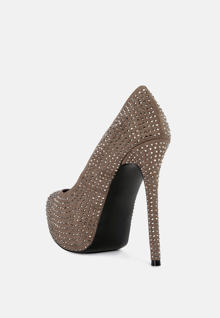 clarisse diamante faux suede high heeled pumps by ruw#color_taupe